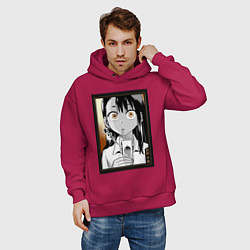 Толстовка оверсайз мужская Не издевайся Нагаторо Хаясэ, цвет: маджента — фото 2