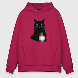 Толстовка оверсайз мужская Кот с примусом, цвет: маджента