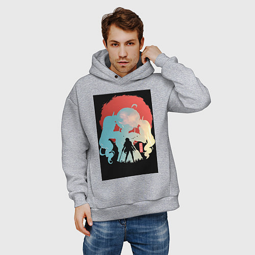 Мужское худи оверсайз Реинкарнация безработного Эрис Бореас Грейрат / Меланж – фото 3