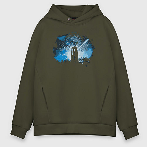 Мужское худи оверсайз Tardis light / Хаки – фото 1