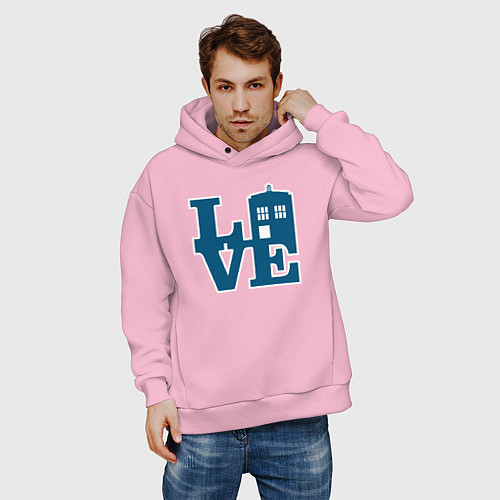 Мужское худи оверсайз Love doctor who / Светло-розовый – фото 3
