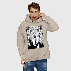 Толстовка оверсайз мужская Магическая битва Сукуна Рёмэн Высокоранговое прокл, цвет: миндальный — фото 2