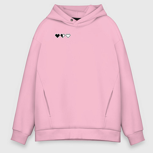 Мужское худи оверсайз Пиксельная жизнь / Светло-розовый – фото 1