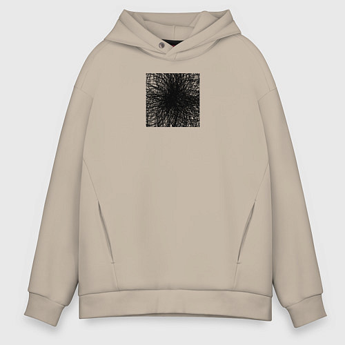 Мужское худи оверсайз Карандашные каракули / Миндальный – фото 1