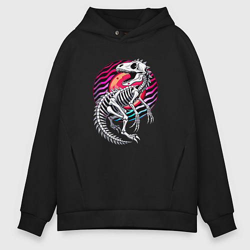 Мужское худи оверсайз Скелет динозавра / Черный – фото 1