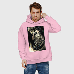 Толстовка оверсайз мужская Магическая битва Юта Оккоцу проклятье, цвет: светло-розовый — фото 2