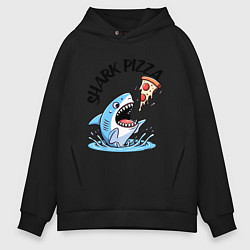 Толстовка оверсайз мужская Shark pizza - ai art fantasy, цвет: черный