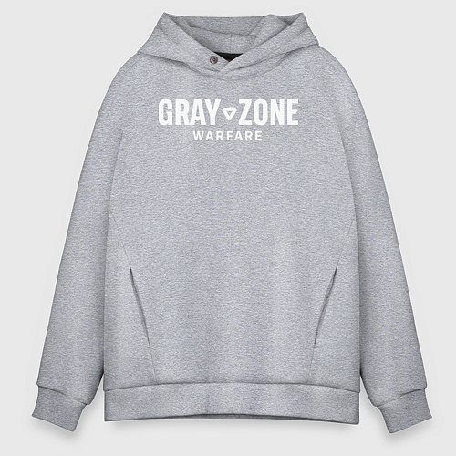 Мужское худи оверсайз Gray zone warfare logo / Меланж – фото 1