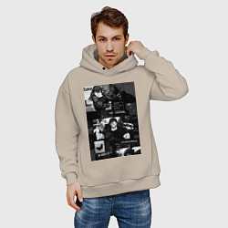 Толстовка оверсайз мужская Магическая битва Тодзи Фусигуро коллаж, цвет: миндальный — фото 2