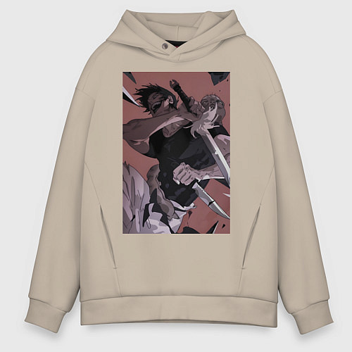Мужское худи оверсайз Магическая битва Тодзи Фусигуро с ножами / Миндальный – фото 1