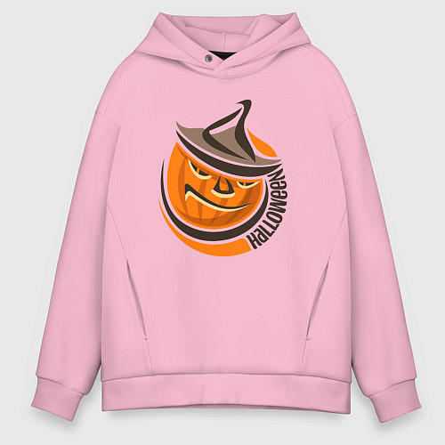 Мужское худи оверсайз Тыква в шляпе / Светло-розовый – фото 1