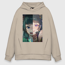 Толстовка оверсайз мужская Монолог фармацевта Маомао коллаж, цвет: миндальный