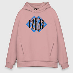Толстовка оверсайз мужская Гойда в символике, цвет: пыльно-розовый