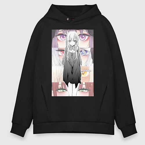 Мужское худи оверсайз Эта фарфоровая кукла влюбилась / Черный – фото 1