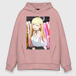 Толстовка оверсайз мужская Эта фарфоровая кукла влюбилась, цвет: пыльно-розовый