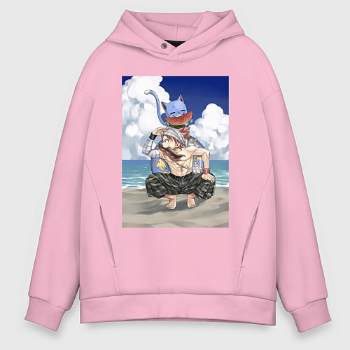 Мужское худи оверсайз Хвост Феи Хэппи Нацу Драгнил / Светло-розовый – фото 1