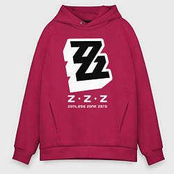 Толстовка оверсайз мужская Zenless zone zero лого, цвет: маджента