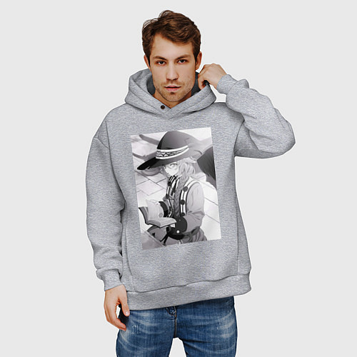 Мужское худи оверсайз Реинкарнация безработного Рокси Мигурдия учитель м / Меланж – фото 3