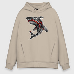 Толстовка оверсайз мужская Мото акула, цвет: миндальный