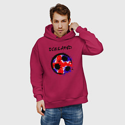 Толстовка оверсайз мужская Сборная Исландии, цвет: маджента — фото 2