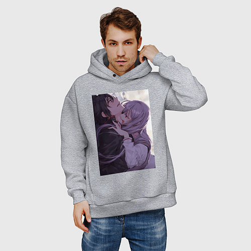 Мужское худи оверсайз Последний Серафим Шиноа Хираги вампир / Меланж – фото 3