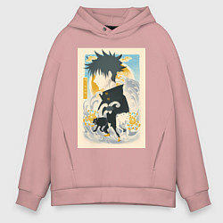 Толстовка оверсайз мужская Магическая битва Мэгуми Фусигуро тень, цвет: пыльно-розовый