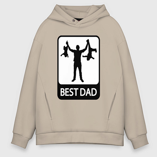Мужское худи оверсайз Best dad / Миндальный – фото 1