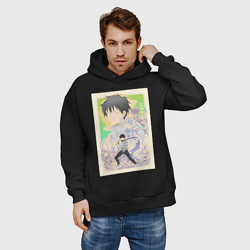 Мужское худи оверсайз Магическая битва Юта Оккоцу арт / Черный – фото 3