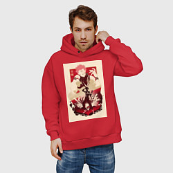 Толстовка оверсайз мужская Магическая битва Сукуна Рёмэн король арт, цвет: красный — фото 2