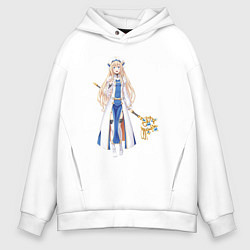 Толстовка оверсайз мужская Жрица из аниме Goblin Slayer, цвет: белый