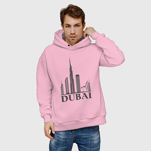 Мужское худи оверсайз Dubai city style / Светло-розовый – фото 3