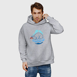 Толстовка оверсайз мужская Белый медведь и полярник, цвет: меланж — фото 2