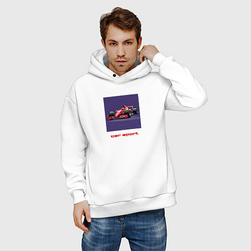 Мужское худи оверсайз Formula One race car red / Белый – фото 3