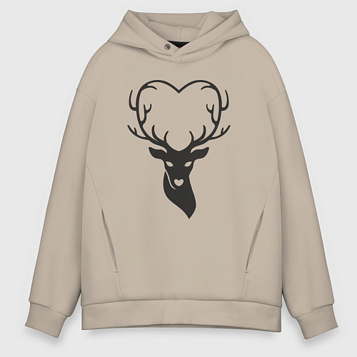 Мужское худи оверсайз Love deer / Миндальный – фото 1