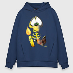Толстовка оверсайз мужская Скелет ученый, цвет: тёмно-синий