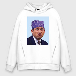 Толстовка оверсайз мужская Michael Scott - Prison mike the office meme, цвет: белый