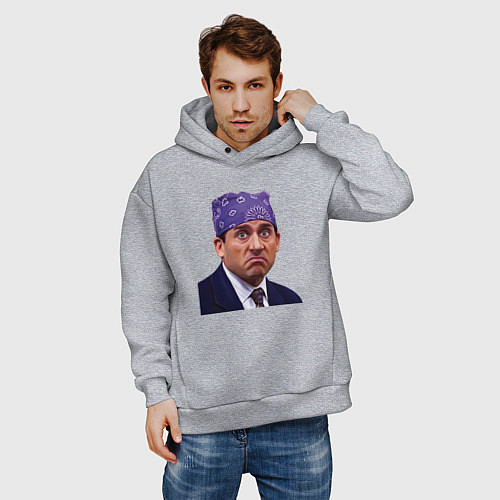 Мужское худи оверсайз Prison mike Michael Scott офис / Меланж – фото 3