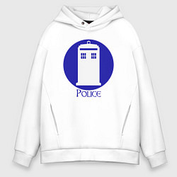 Толстовка оверсайз мужская Tardis police, цвет: белый