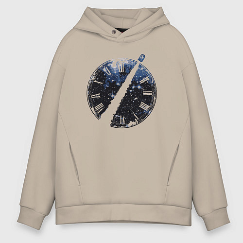 Мужское худи оверсайз Тардис и время / Миндальный – фото 1