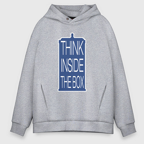 Мужское худи оверсайз Think inside the box / Меланж – фото 1