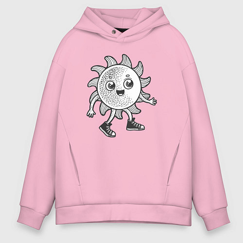 Мужское худи оверсайз Солнечный человечек / Светло-розовый – фото 1