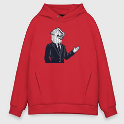 Толстовка оверсайз мужская Человек скворечник, цвет: красный
