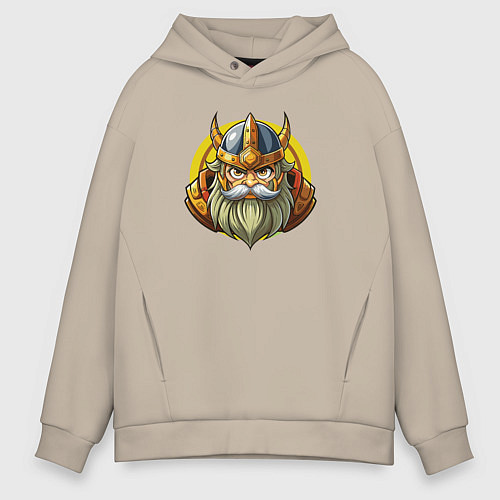 Мужское худи оверсайз Голова война в шлеме / Миндальный – фото 1