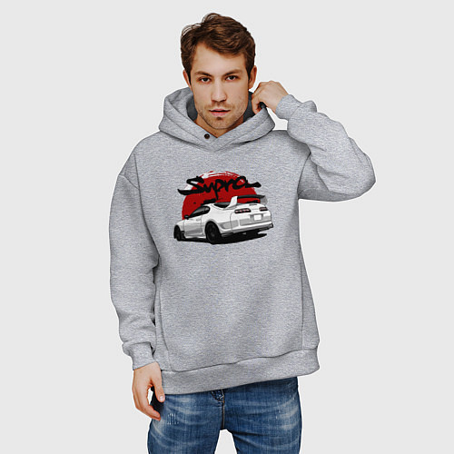 Мужское худи оверсайз Автомобиль Toyota Supra / Меланж – фото 3