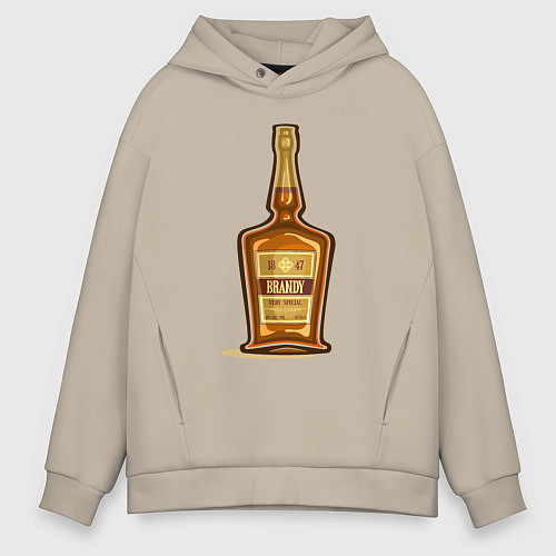 Мужское худи оверсайз Brandy bottle / Миндальный – фото 1