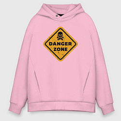 Толстовка оверсайз мужская Опасная зона, цвет: светло-розовый