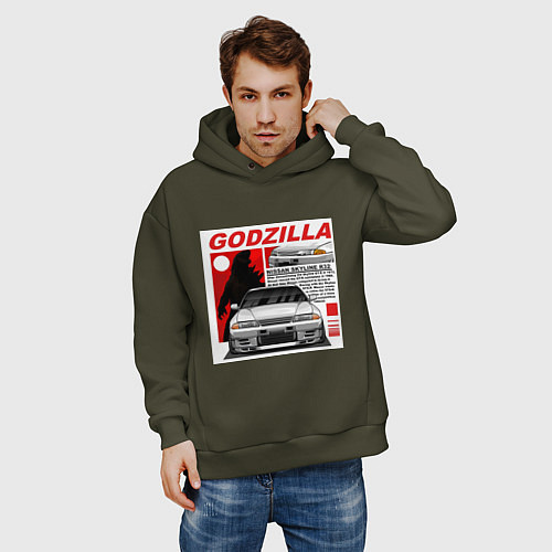 Мужское худи оверсайз Nissan Skyline / Хаки – фото 3