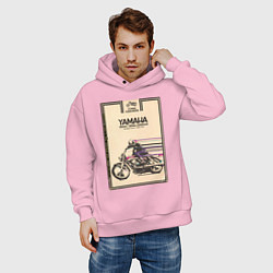 Толстовка оверсайз мужская Мотоцикл Yamaha, цвет: светло-розовый — фото 2