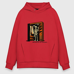 Толстовка оверсайз мужская Скелет в шкафу, цвет: красный