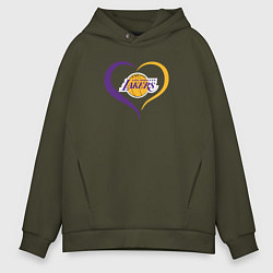 Толстовка оверсайз мужская LA Lakers в сердце, цвет: хаки